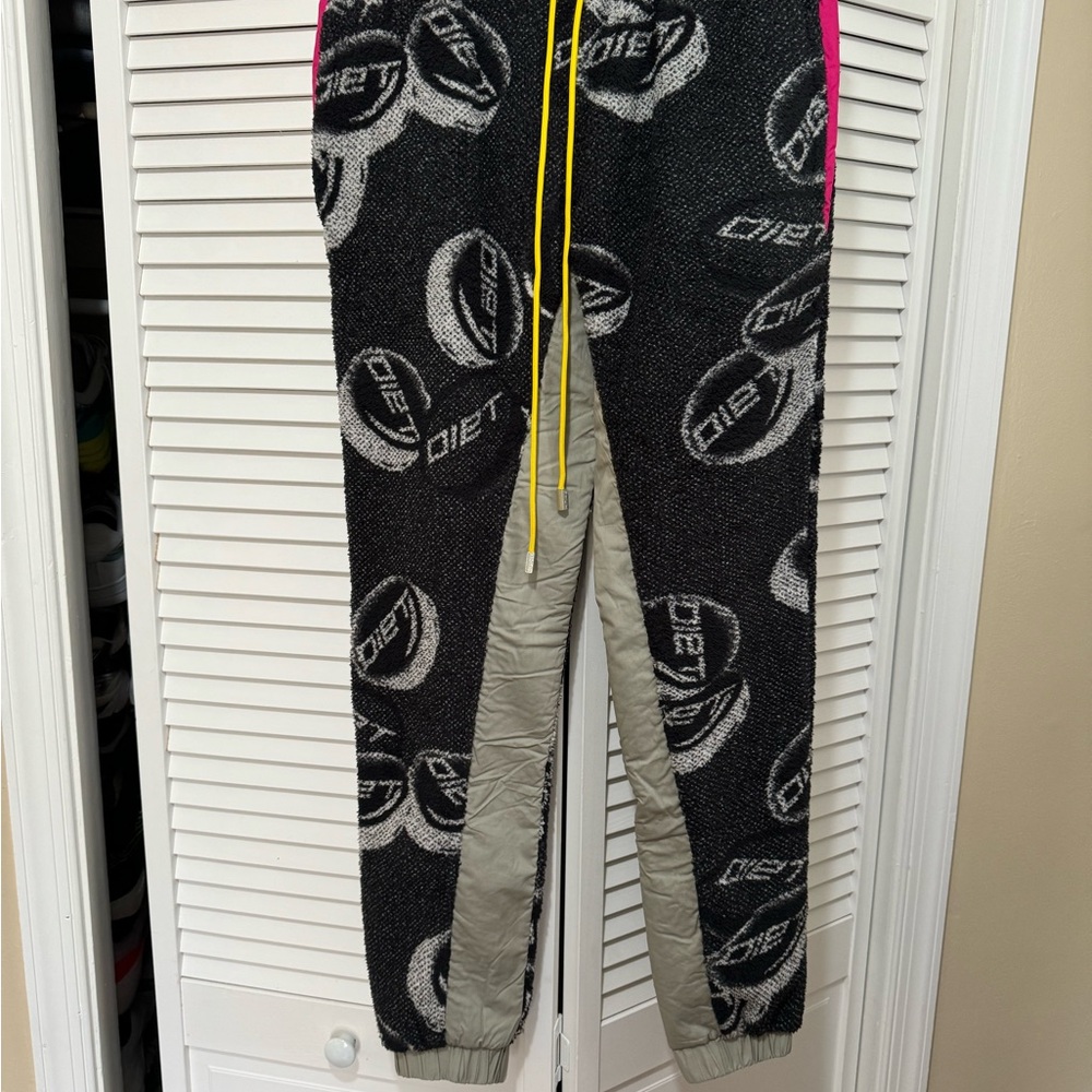 Gray and Black Paisley Joggers with Tapered Legs